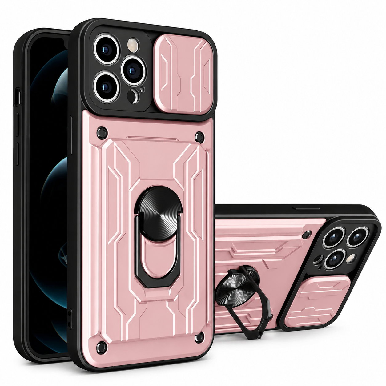 Premium iPhone Case MagSafe Compatible Liquid Silicone Wallet Cover Card Holder Ring Stand Magnetic Shockproof Protective Camera Lens Protection Slim Design