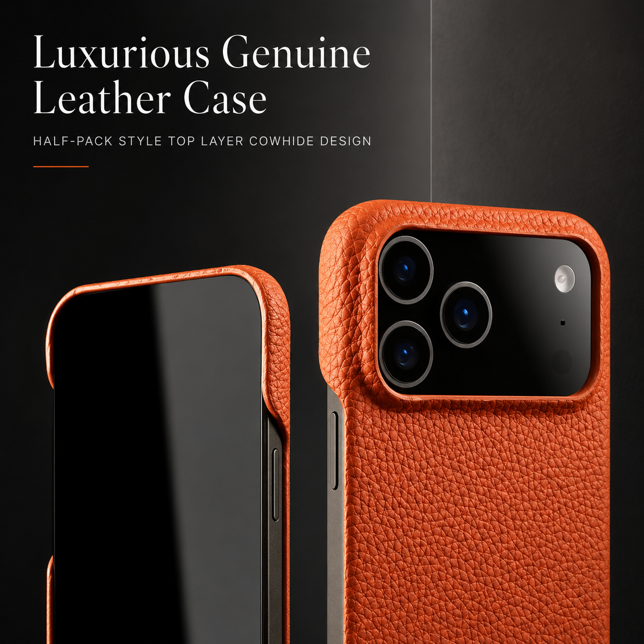 Premium iPhone Case MagSafe Compatible Lychee Cowhide Leather Luxury PC Shockproof Protective Cover Slim Full Coverage Magnetic Back Case