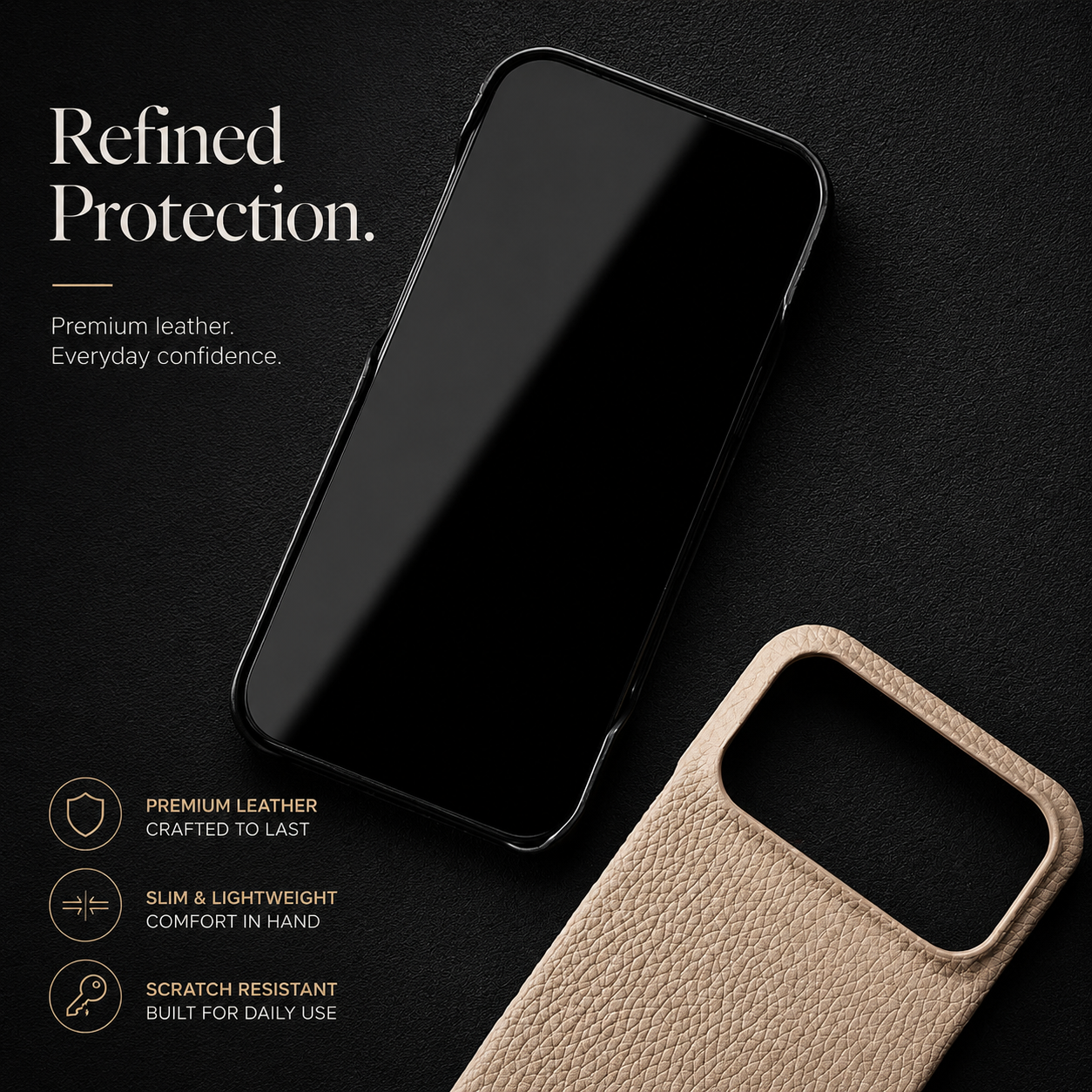 Premium iPhone Case MagSafe Compatible Lychee Cowhide Leather PC Shockproof Luxury Protective Cover Handmade Full Coverage Magnetic Back Design