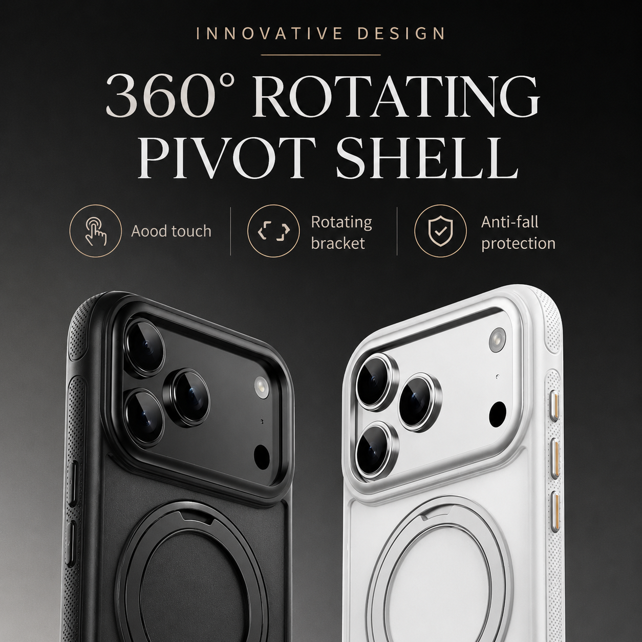 Premium iPhone Case MagSafe Compatible Magnetic 360 Rotating Stand Mechanical Design Shockproof PC TPU Metal Camera Protection Full Coverage