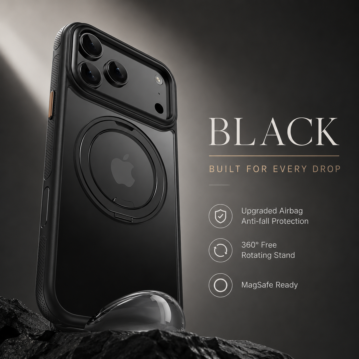 Premium iPhone Case MagSafe Compatible Magnetic 360 Rotating Stand Mechanical Design Shockproof PC TPU Metal Camera Protection Full Coverage