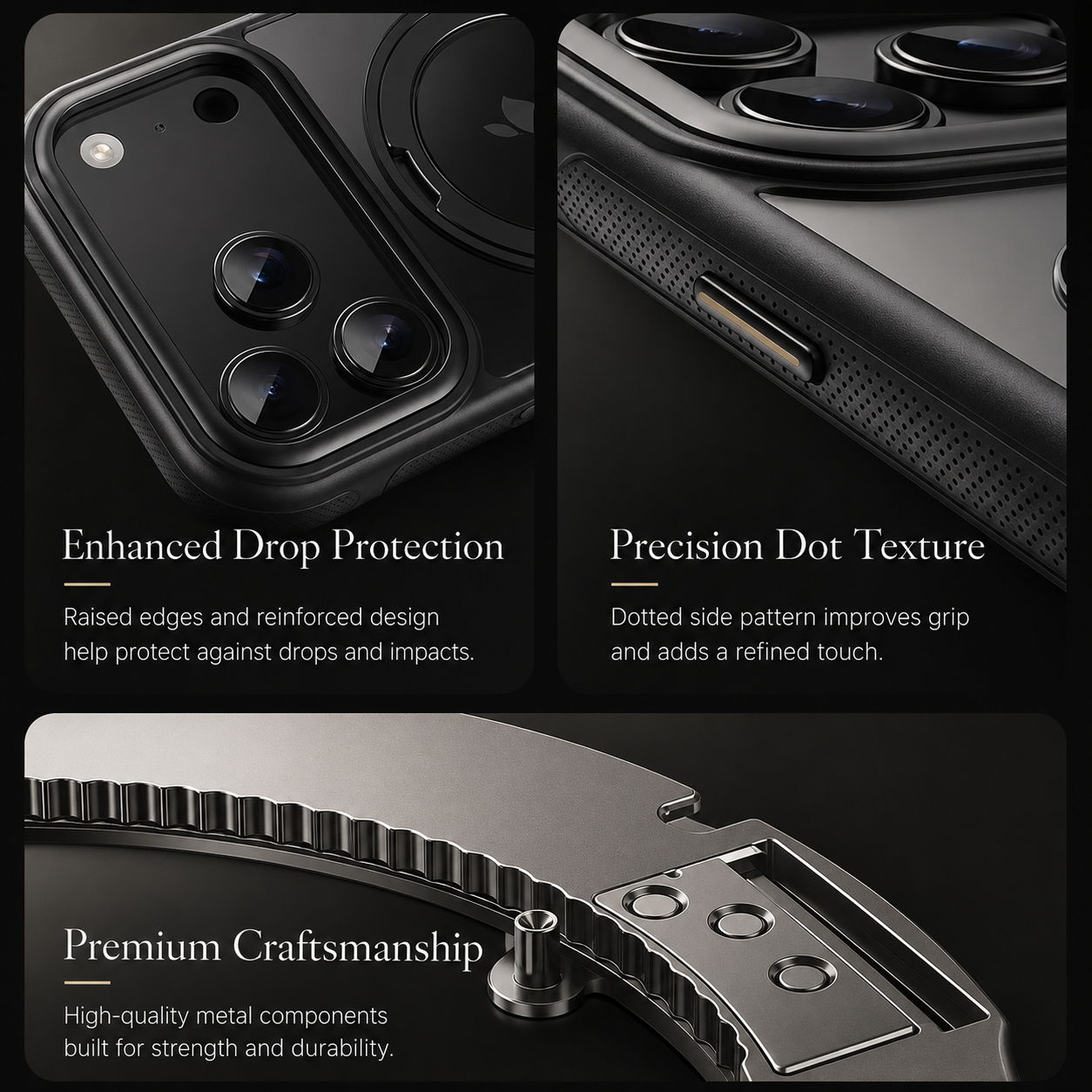 Premium iPhone Case MagSafe Compatible Magnetic 360 Rotating Stand Mechanical Design Shockproof PC TPU Metal Camera Protection Full Coverage