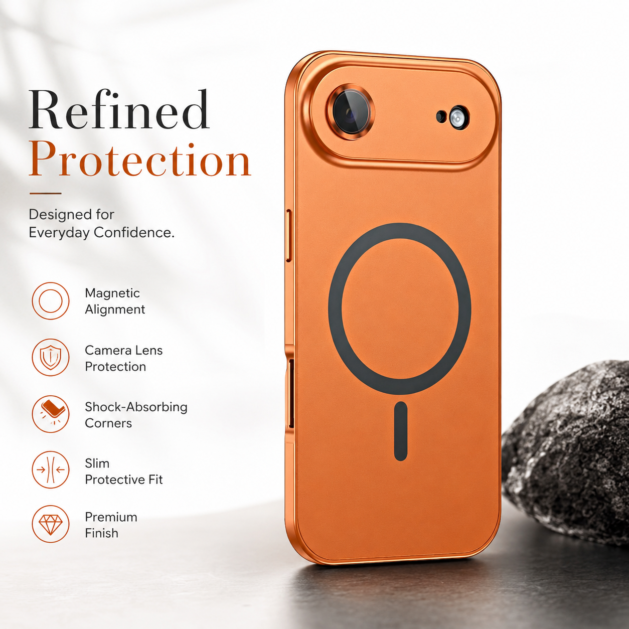 Premium iPhone Case MagSafe Compatible Magnetic Aluminum Frame Protective Cover PC Hard Back Shockproof Matte Anti Fingerprint Slim Full Coverage Design