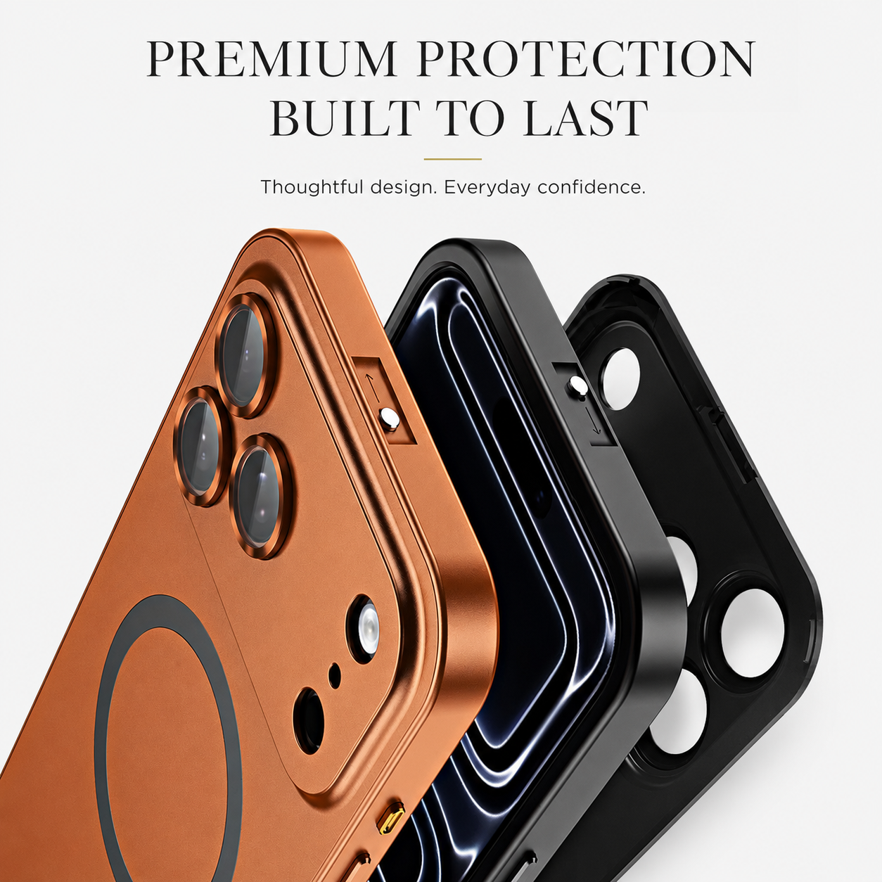 Premium iPhone Case MagSafe Compatible Magnetic Aluminum Frame Protective Cover PC Hard Back Shockproof Matte Anti Fingerprint Slim Full Coverage Design