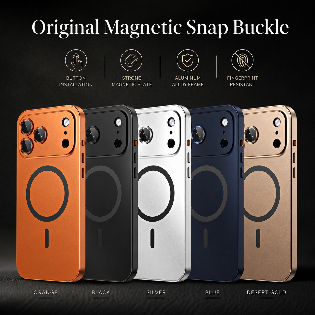 Premium iPhone Case MagSafe Compatible Magnetic Aluminum Frame Protective Cover PC Hard Back Shockproof Matte Anti Fingerprint Slim Full Coverage Design
