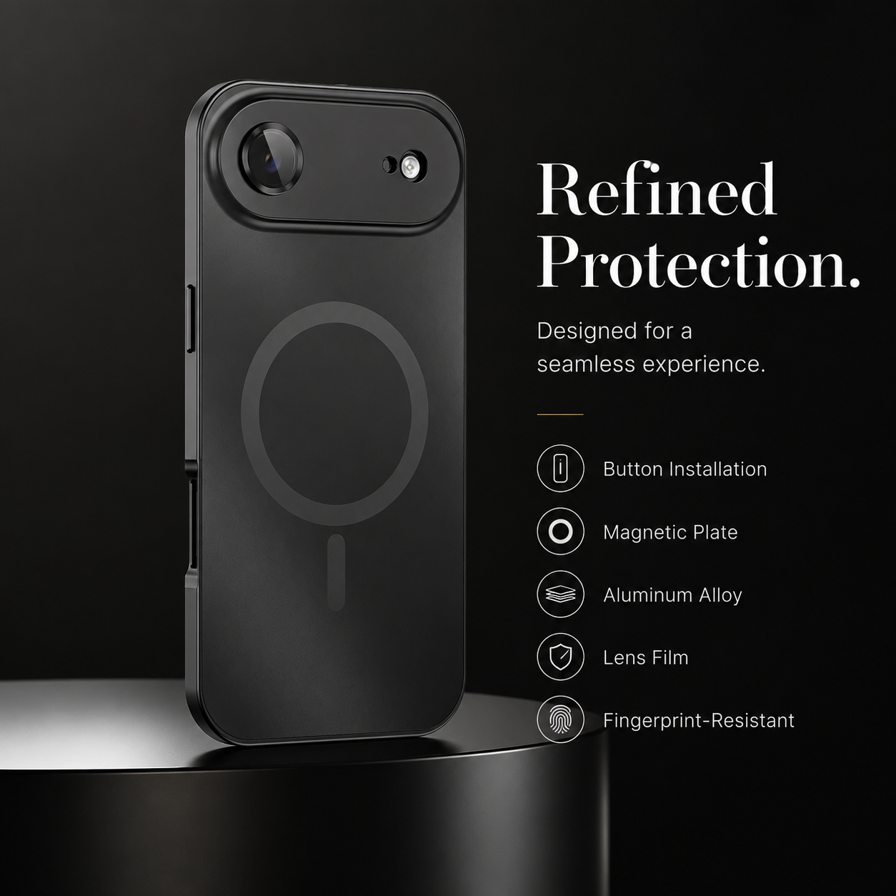 Premium iPhone Case MagSafe Compatible Magnetic Aluminum Frame Protective Cover PC Hard Back Shockproof Matte Anti Fingerprint Slim Full Coverage Design