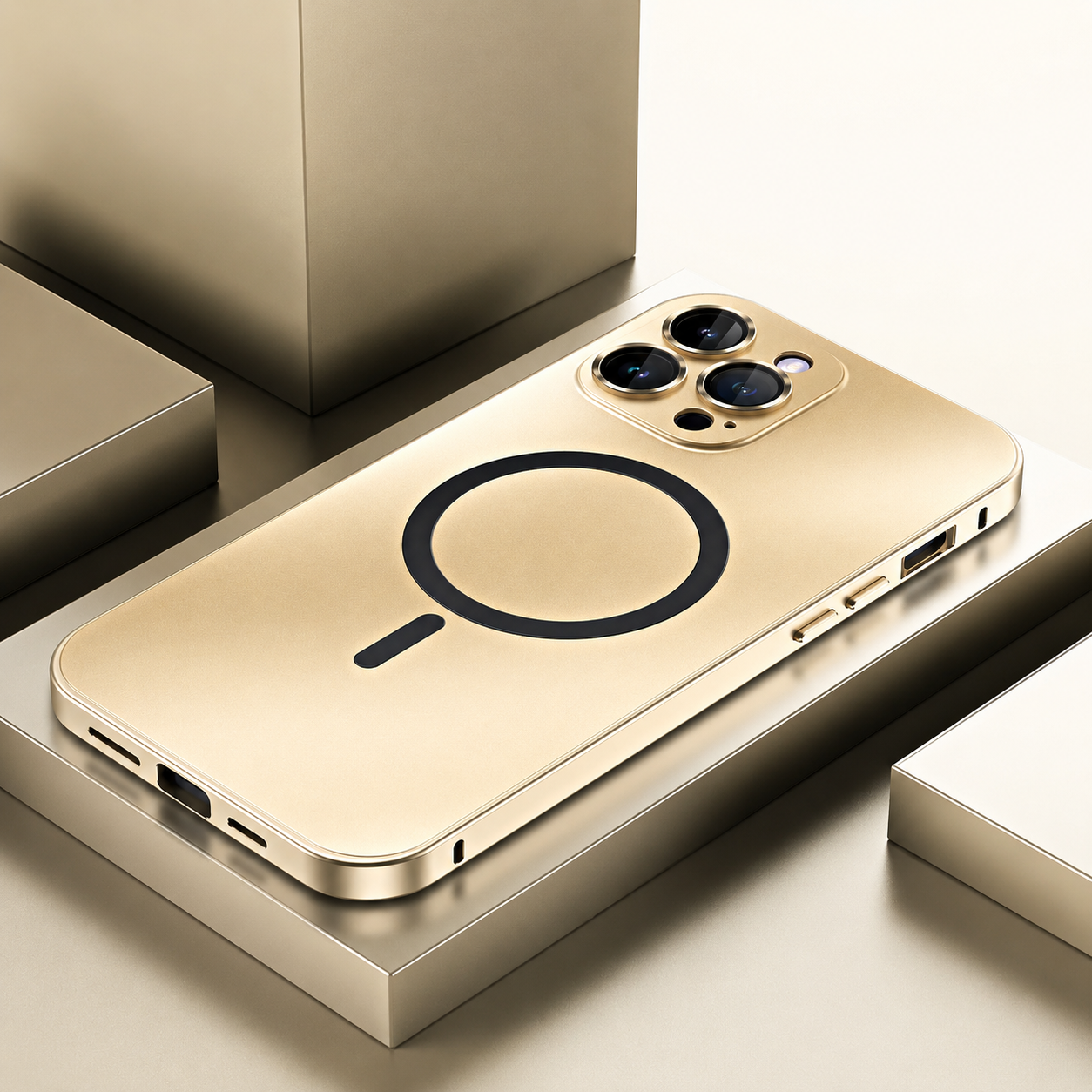 Premium iPhone Case MagSafe Compatible Magnetic Aluminum Frame Protective Cover PC Hard Back Shockproof Matte Anti Fingerprint Slim Full Coverage Design