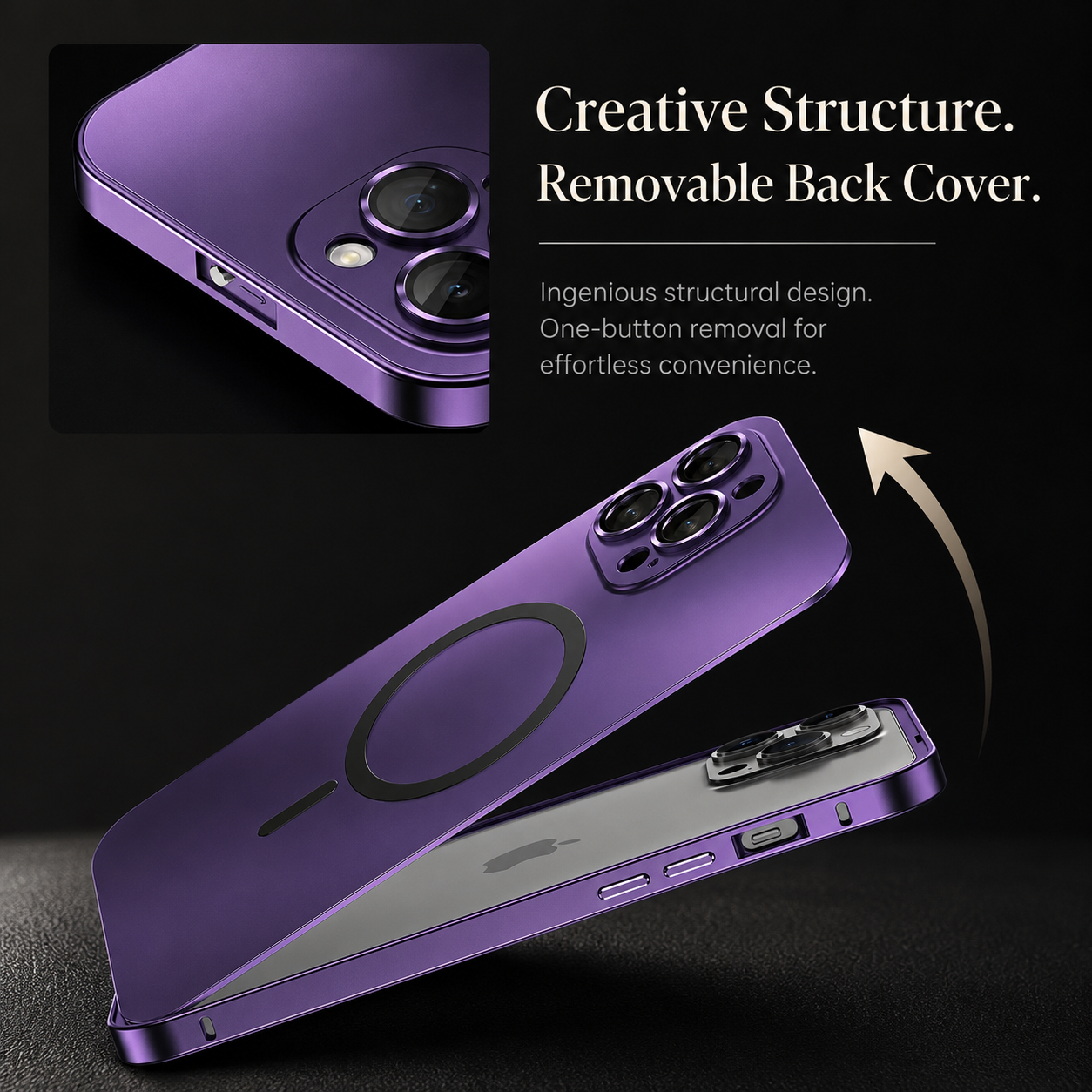 Premium iPhone Case MagSafe Compatible Magnetic Aluminum Frame Protective Cover PC Hard Back Shockproof Matte Anti Fingerprint Slim Full Coverage Design