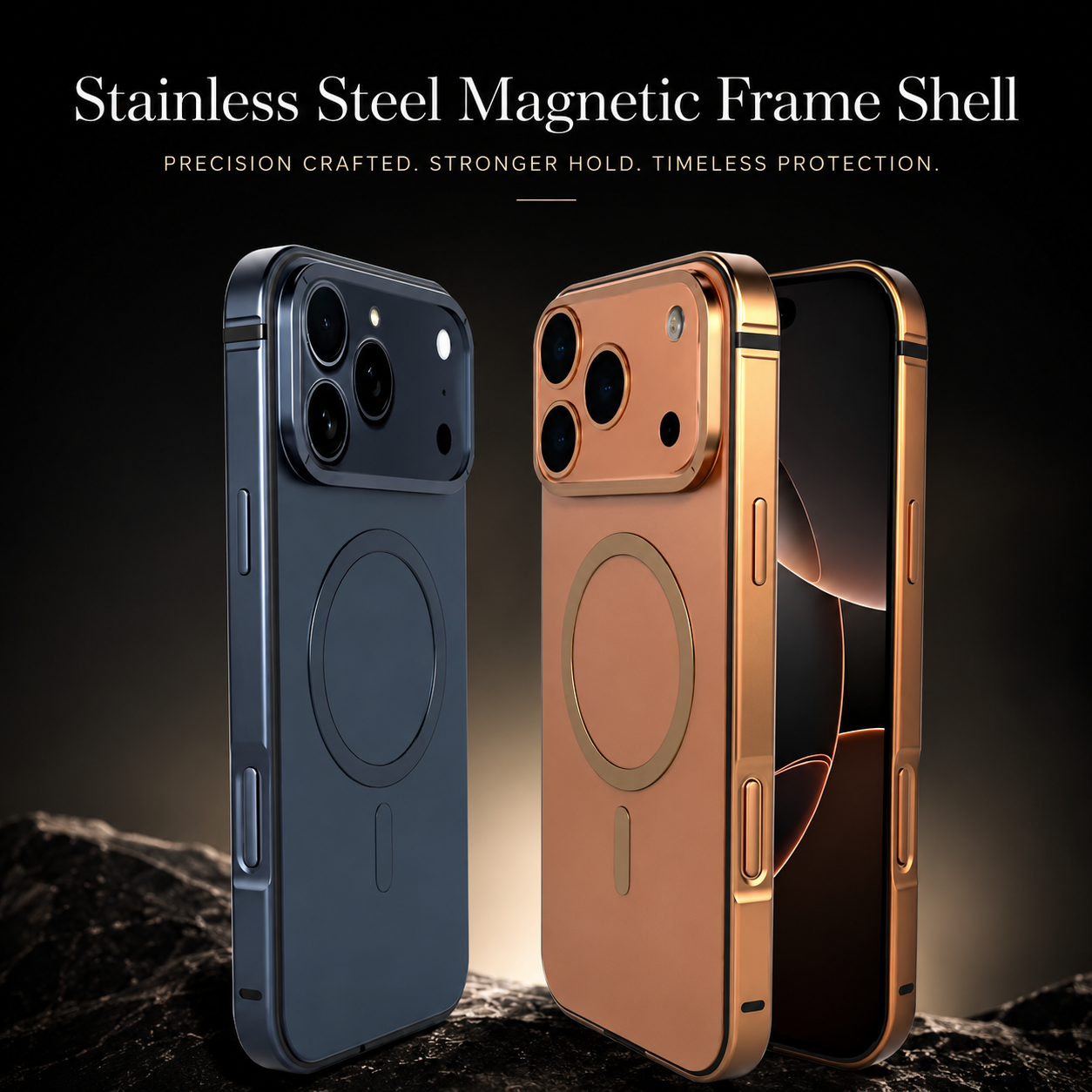 Premium iPhone Case MagSafe Compatible Magnetic Aluminum Frame Slim Metal Bumper Shockproof Anti Drop Camera Protection Full Coverage Cover