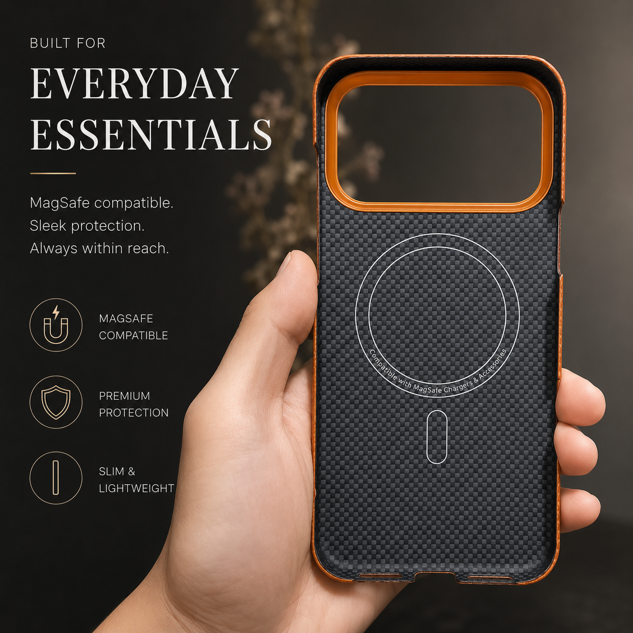 Premium iPhone Case MagSafe Compatible Magnetic Aramid Fiber Cover Carbon Texture Shockproof Anti Scratch Slim Lightweight Full Body Protection