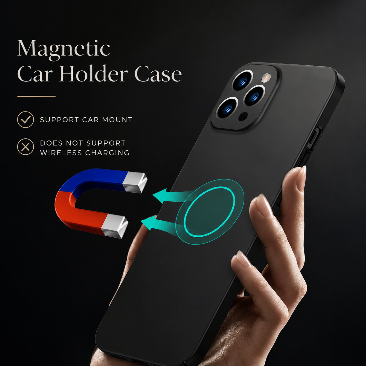 Premium iPhone Case MagSafe Compatible Magnetic Car Mount Matte Cover Ultra Thin Shockproof Protective Camera Lens Guard Slim Design