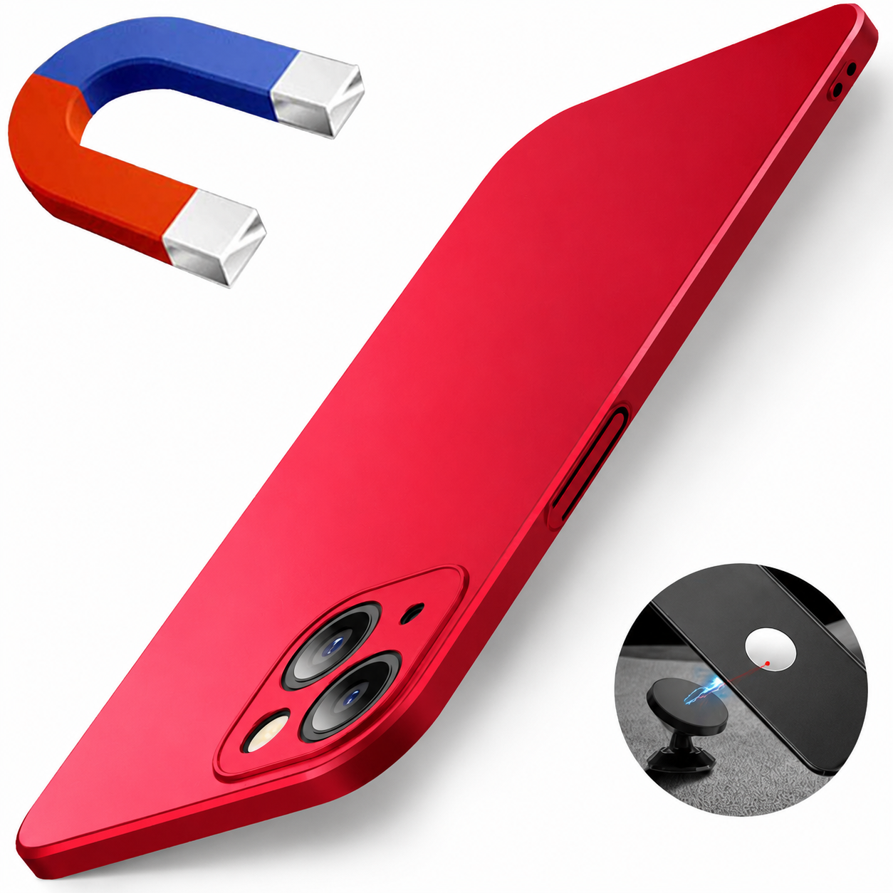 Premium iPhone Case MagSafe Compatible Magnetic Car Mount Matte Cover Ultra Thin Shockproof Protective Camera Lens Guard Slim Design
