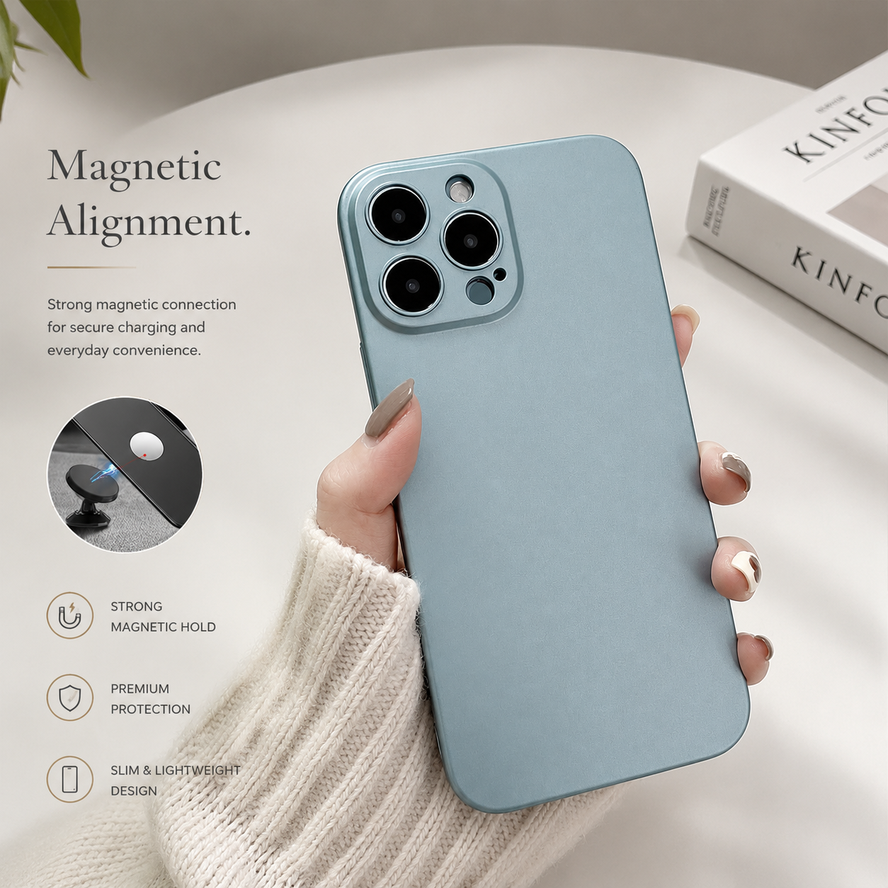Premium iPhone Case MagSafe Compatible Magnetic Car Mount Matte Cover Ultra Thin Shockproof Protective Camera Lens Guard Slim Design