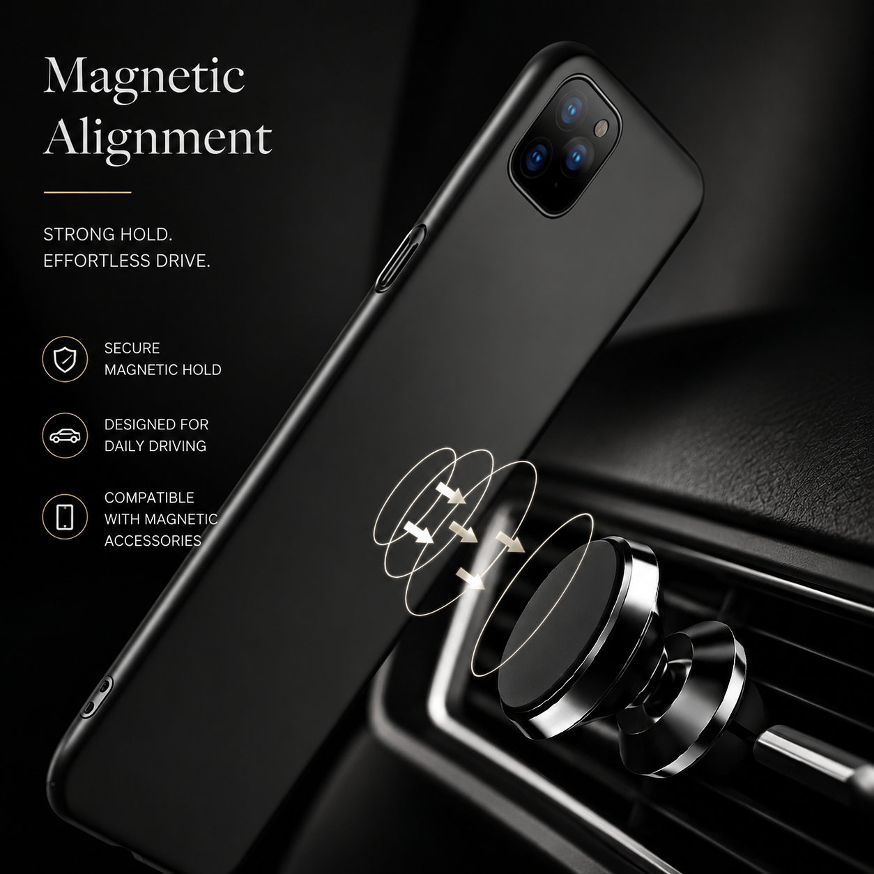 Premium iPhone Case MagSafe Compatible Magnetic Car Mount Matte Cover Ultra Thin Shockproof Protective Camera Lens Guard Slim Design