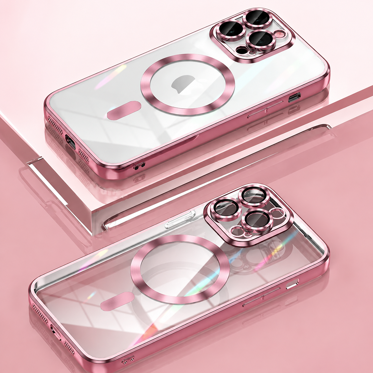 Premium iPhone Case MagSafe Compatible Magnetic Clear Protective Cover TPU Shockproof Camera Lens Protection Anti Fingerprint Anti Scratch Slim Half Wrapped