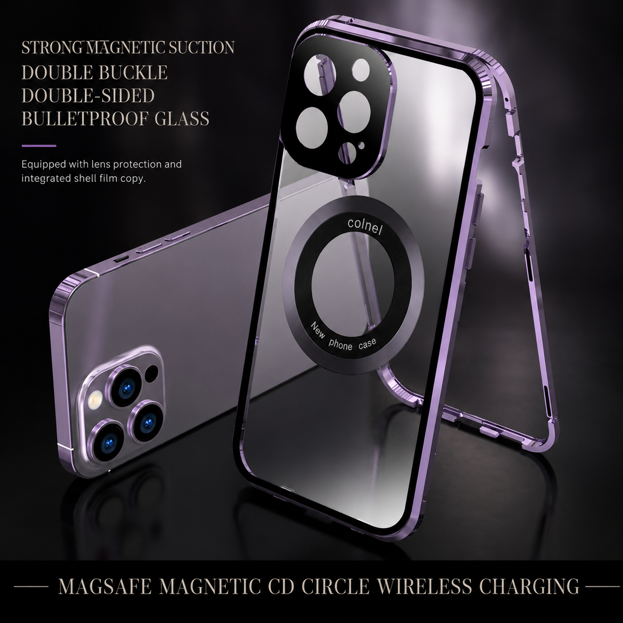 Premium iPhone Case MagSafe Compatible Magnetic Cover Double Sided Tempered Glass Metal Frame Sealed 360 Full Body Shockproof Camera Lens Protection Slim Design