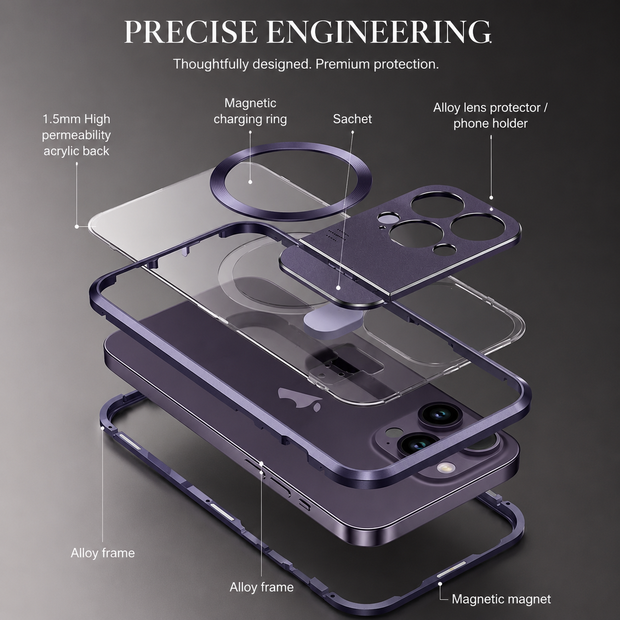 Premium iPhone Case MagSafe Compatible Magnetic Cover Shockproof Protective Stand Camera Lens Protection Aromatherapy Slot Slim Full Coverage Design