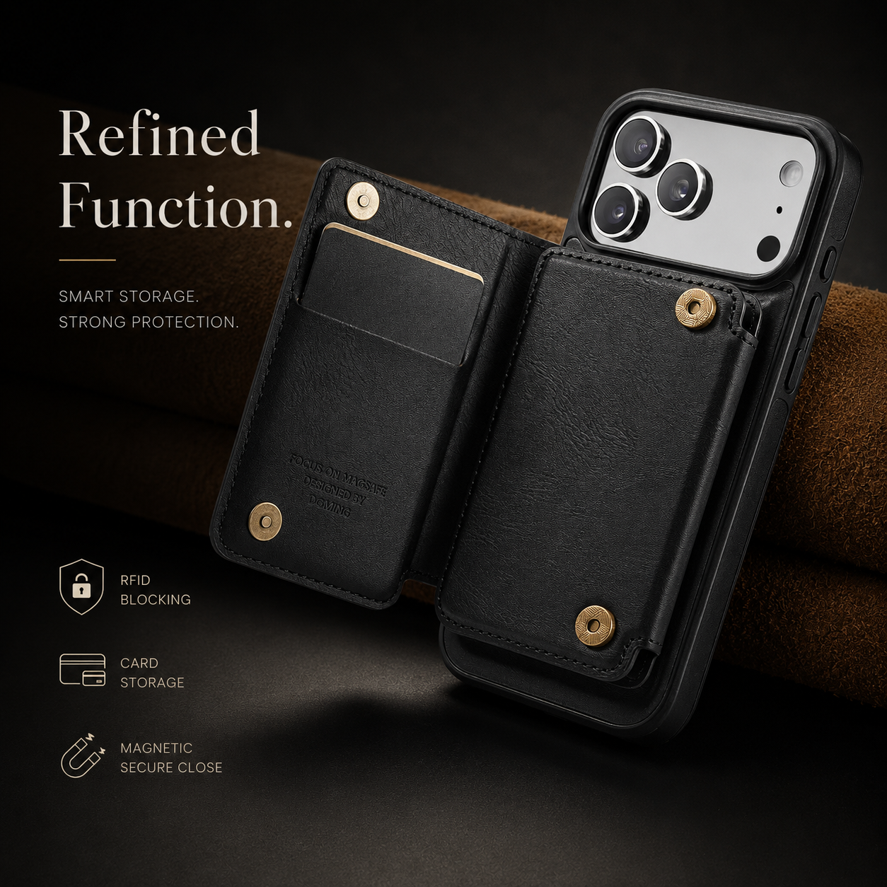 Premium iPhone Case MagSafe Compatible Magnetic Detachable Leather Wallet Cover Card Holder Shockproof Protective Cover Anti Scratch Slim Full Coverage