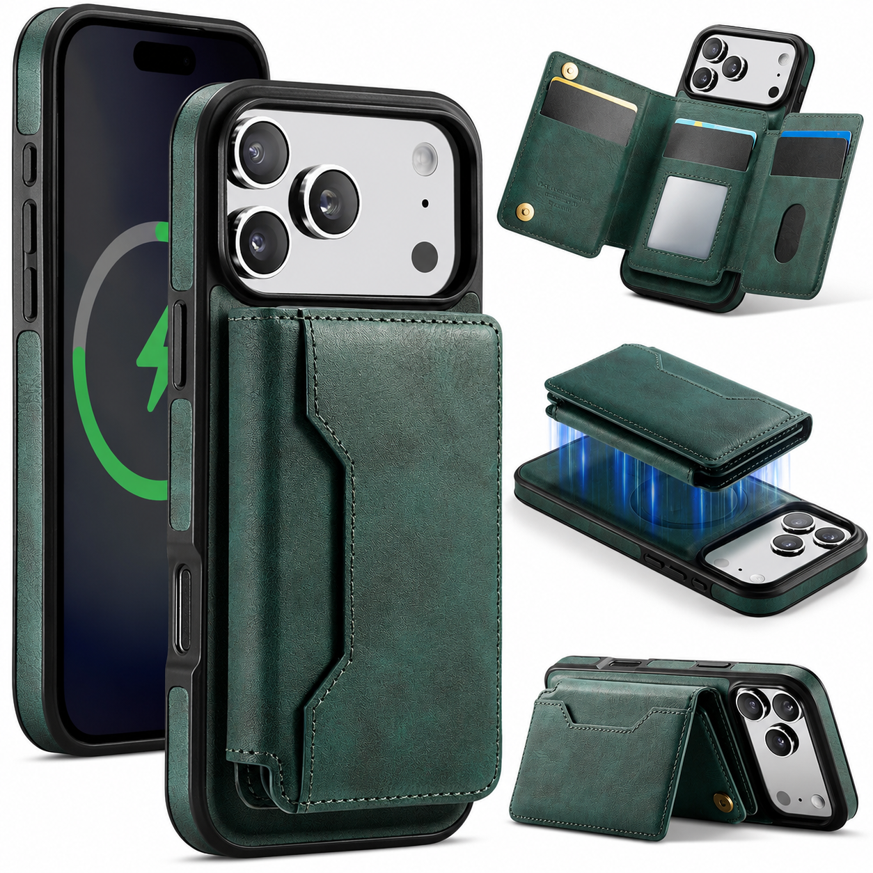 Premium iPhone Case MagSafe Compatible Magnetic Detachable Leather Wallet Cover Card Holder Shockproof Protective Cover Anti Scratch Slim Full Coverage