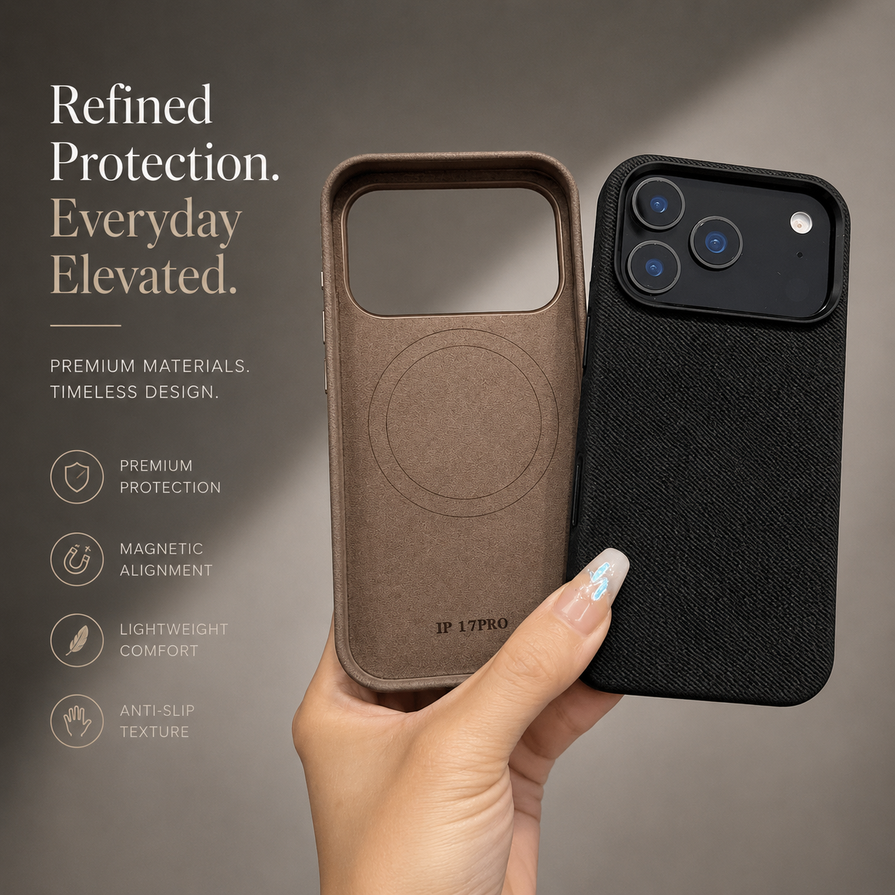Premium iPhone Case MagSafe Compatible Magnetic Fiber Leather Cover Slim Shockproof Anti Fingerprint Non Slip Matte Camera Protection Full Coverage