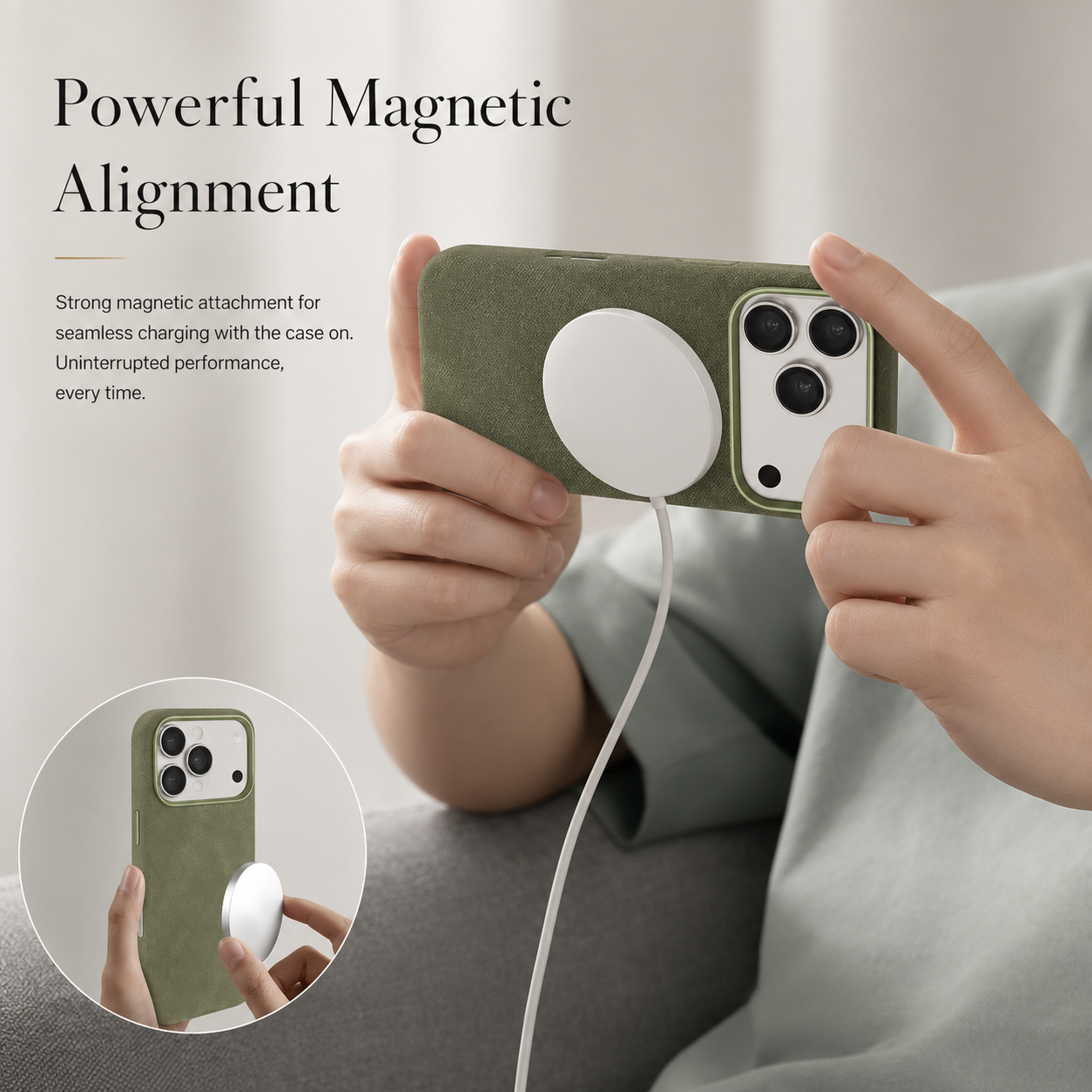Premium iPhone Case MagSafe Compatible Magnetic Fiber Leather Cover Slim Shockproof Anti Fingerprint Non Slip Matte Camera Protection Full Coverage
