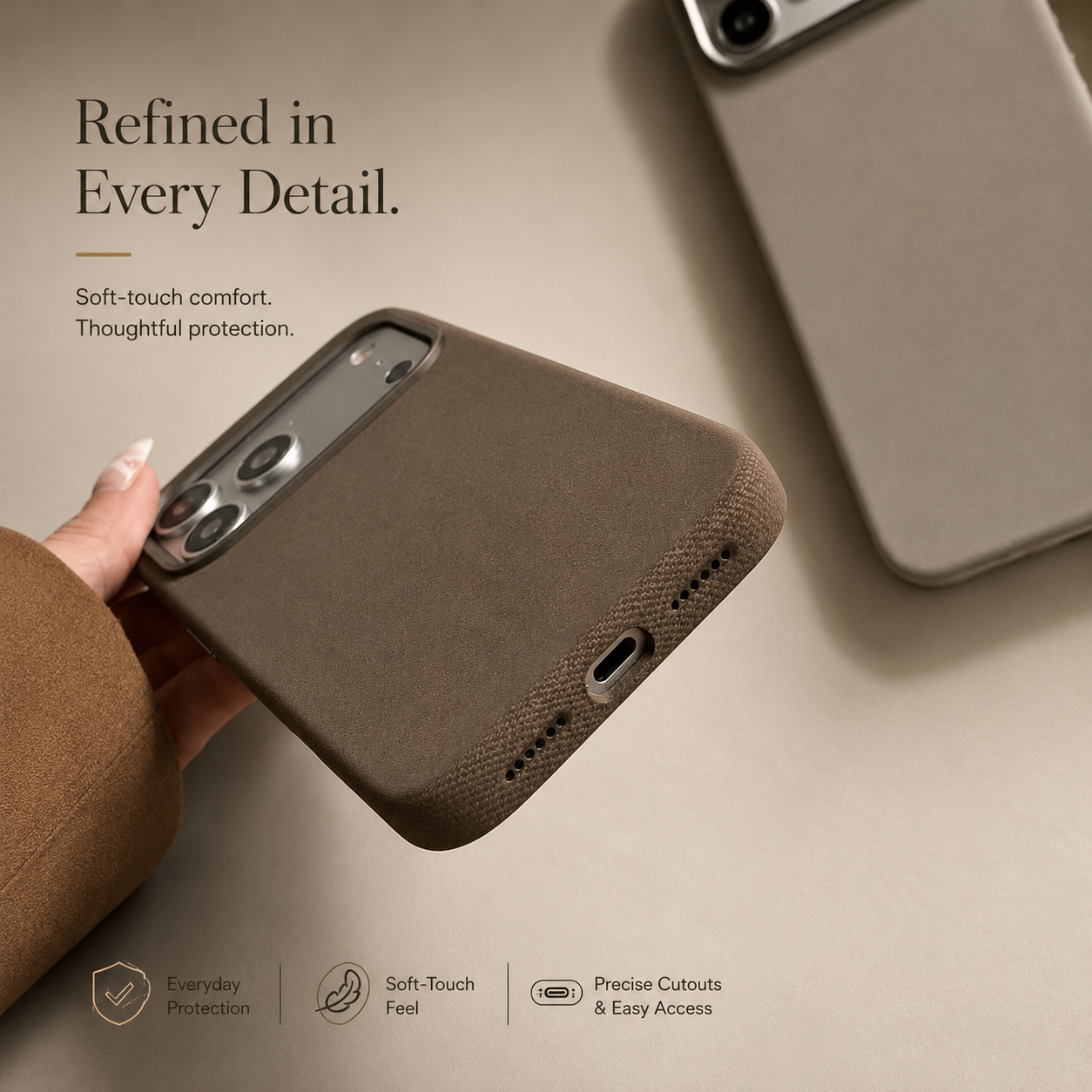 Premium iPhone Case MagSafe Compatible Magnetic Fiber Leather Cover Slim Shockproof Anti Fingerprint Non Slip Matte Camera Protection Full Coverage