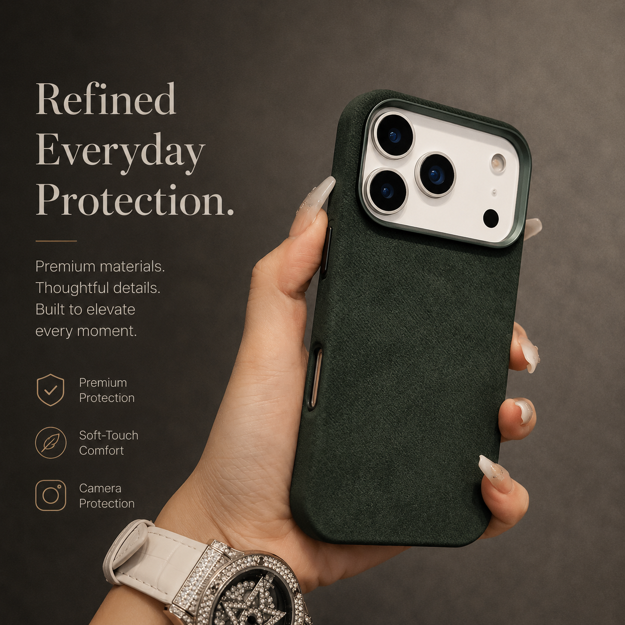Premium iPhone Case MagSafe Compatible Magnetic Fiber Leather Cover Slim Shockproof Anti Fingerprint Non Slip Matte Camera Protection Full Coverage