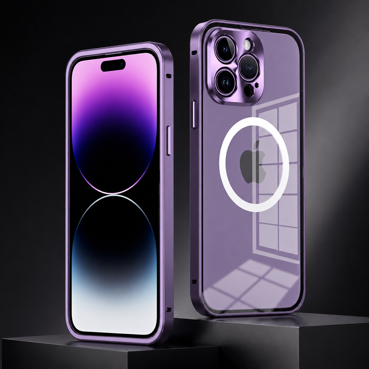 Premium iPhone Case MagSafe Compatible Magnetic Fit Double Sided Tempered Glass Metal Frame Ultra Thin 360 Full Body Shockproof Cover Camera Lens Protection