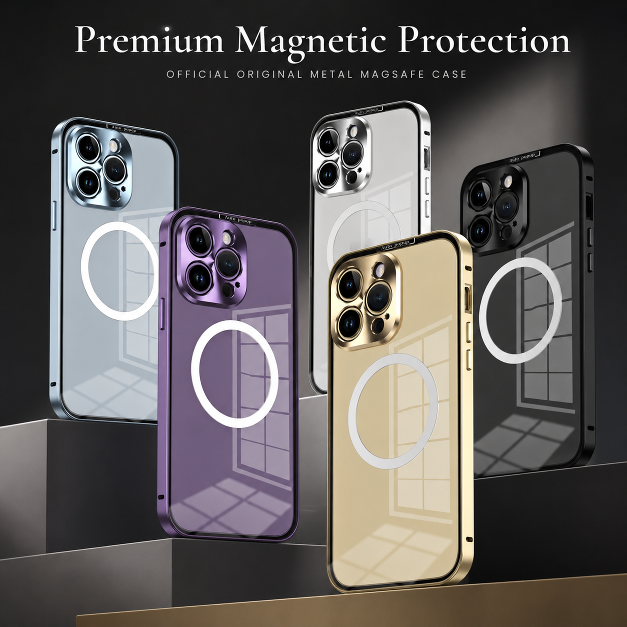 Premium iPhone Case MagSafe Compatible Magnetic Fit Double Sided Tempered Glass Metal Frame Ultra Thin 360 Full Body Shockproof Cover Camera Lens Protection