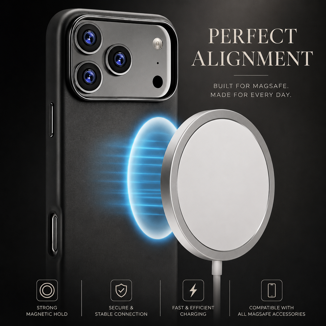 Premium iPhone Case MagSafe Compatible Magnetic Leather Cover Full Protection Camera Protection Anti Scratch Slim Lightweight Protective Design