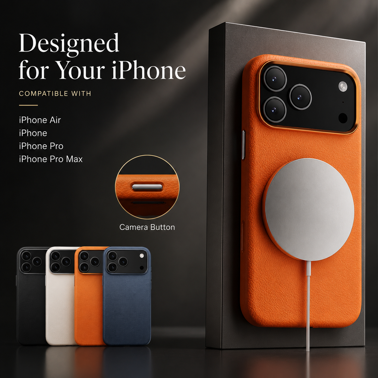 Premium iPhone Case MagSafe Compatible Magnetic Leather Cover Full Protection Camera Protection Anti Scratch Slim Lightweight Protective Design