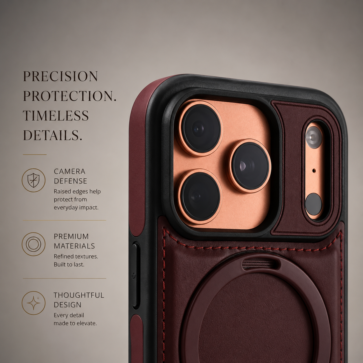 Premium iPhone Case MagSafe Compatible Magnetic Leather Cover Slim Shockproof Invisible Stand Retro Business Protective Camera Protection Full Coverage