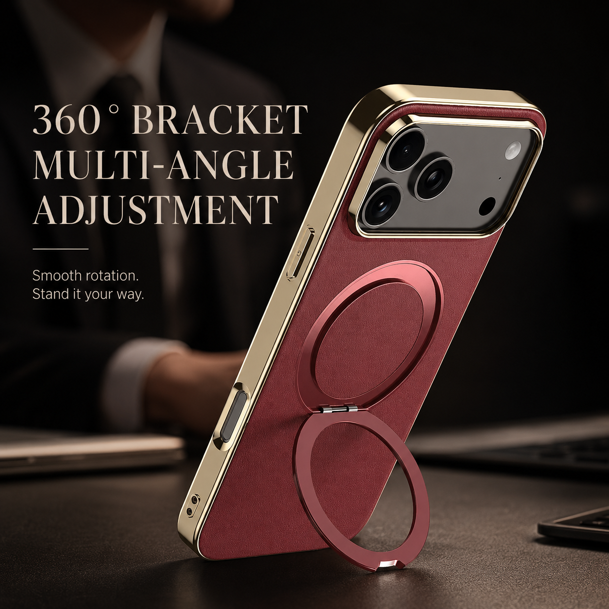 Premium iPhone Case MagSafe Compatible Magnetic Leather Ring Holder Cover Shockproof Camera Protection Slim Lightweight Anti Scratch Full Coverage