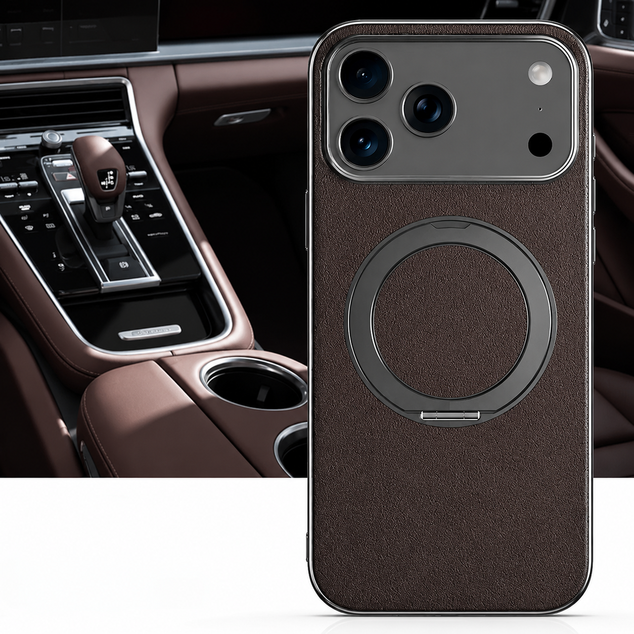 Premium iPhone Case MagSafe Compatible Magnetic Leather Ring Holder Cover Shockproof Camera Protection Slim Lightweight Anti Scratch Full Coverage
