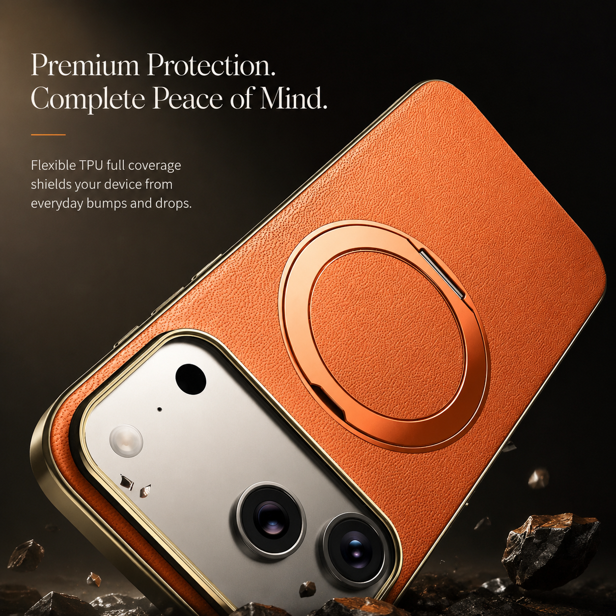 Premium iPhone Case MagSafe Compatible Magnetic Leather Ring Holder Cover Shockproof Camera Protection Slim Lightweight Anti Scratch Full Coverage