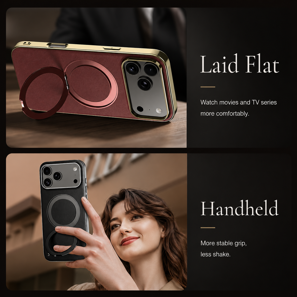 Premium iPhone Case MagSafe Compatible Magnetic Leather Ring Holder Cover Shockproof Camera Protection Slim Lightweight Anti Scratch Full Coverage