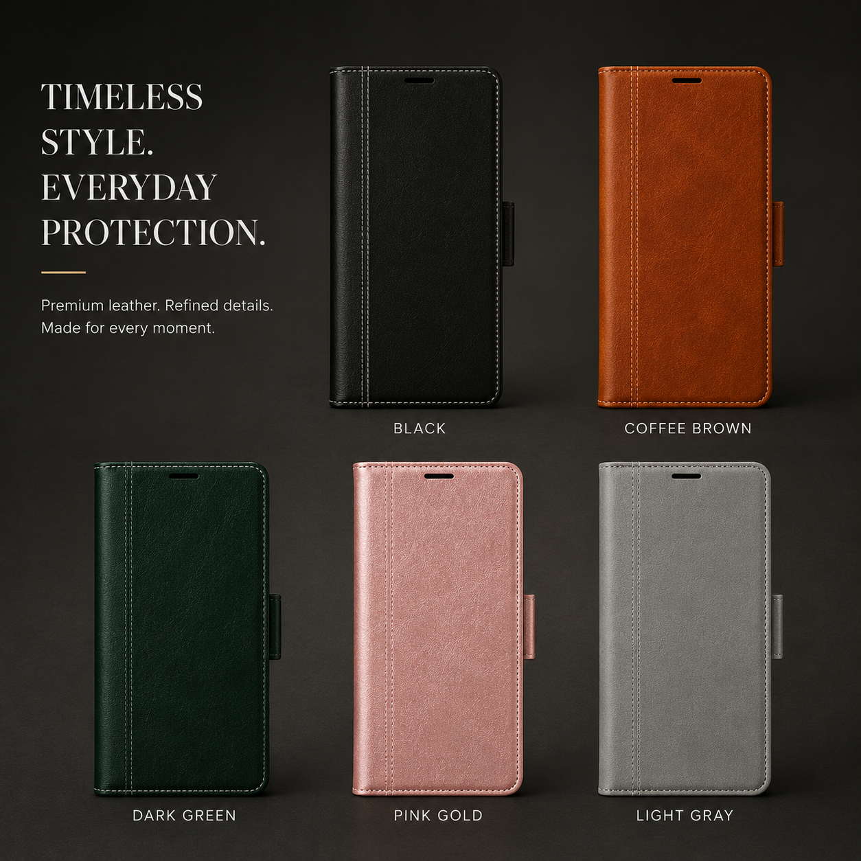 Premium iPhone Case MagSafe Compatible Magnetic Leather Wallet Cover Flip Card Holder Dual Layer Shockproof Matte Anti Fingerprint Protective Full Coverage