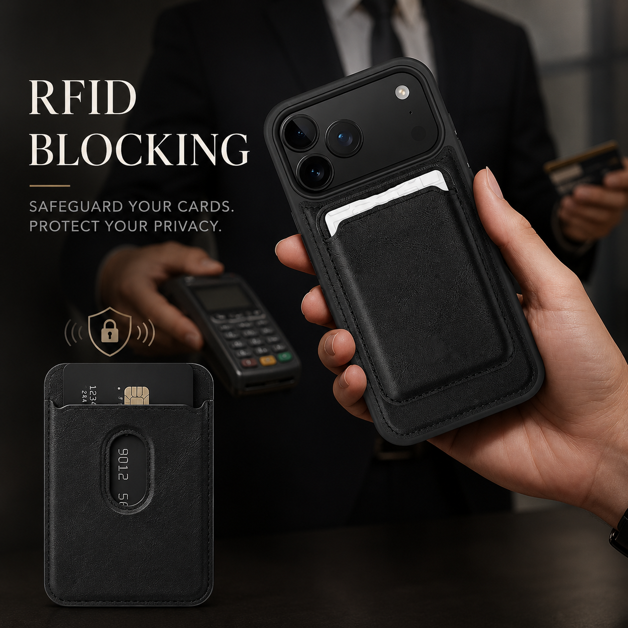 Premium iPhone Case MagSafe Compatible Magnetic Leather Wallet Cover RFID Blocking Card Holder Shockproof Protective Cover Anti Scratch Full Coverage