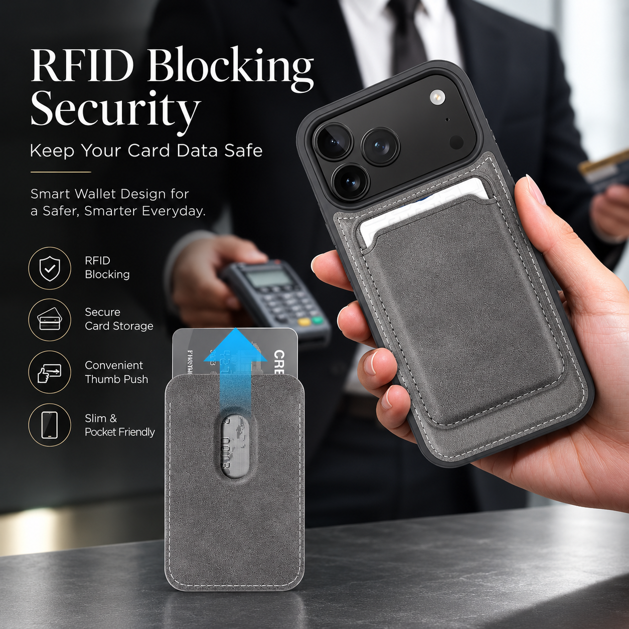 Premium iPhone Case MagSafe Compatible Magnetic Leather Wallet Cover RFID Blocking Card Holder Shockproof Protective Cover Anti Scratch Full Coverage