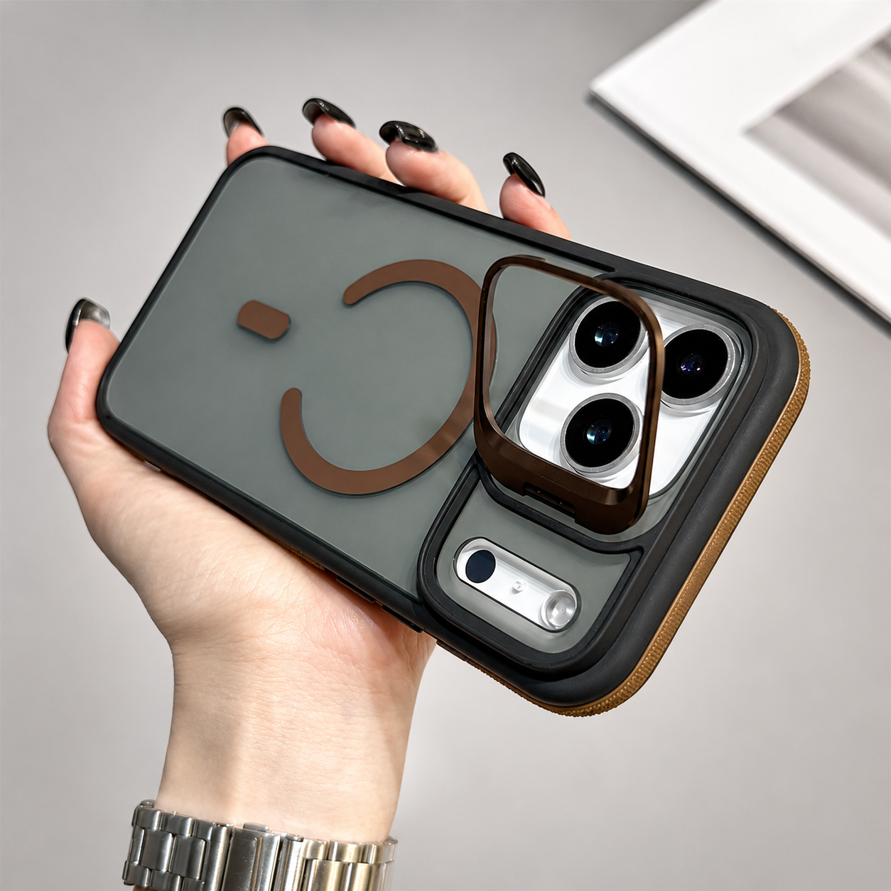 Premium iPhone Case MagSafe Compatible Magnetic Matte Clear Cover Metal Kickstand Shockproof Armor Anti Fingerprint Camera Protection Slim Full Coverage