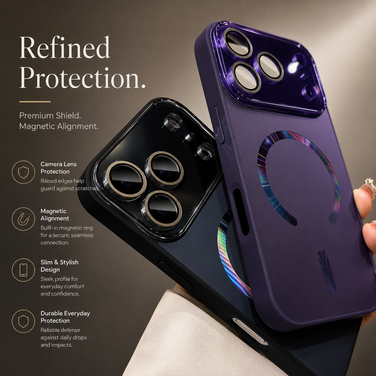 Premium iPhone Case MagSafe Compatible Magnetic Shockproof Cover Camera Protection Anti Scratch Slim Lightweight Protective Full Coverage Design