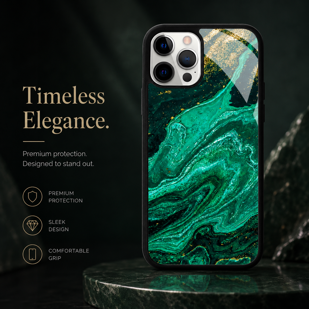 Premium iPhone Case MagSafe Compatible Marble Pattern Gold Frame Magnetic Cover Shock Absorbing Protective Camera Lens Guard Slim Full Coverage Design