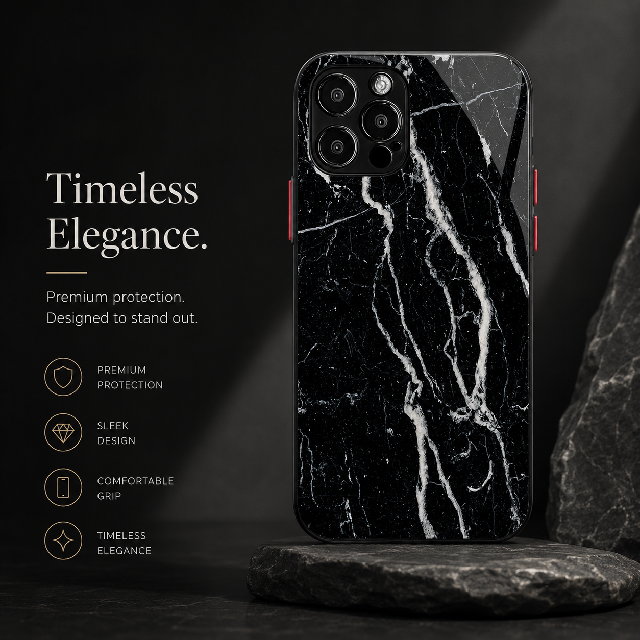 Premium iPhone Case MagSafe Compatible Marble Pattern Gold Frame Magnetic Cover Shock Absorbing Protective Camera Lens Guard Slim Full Coverage Design