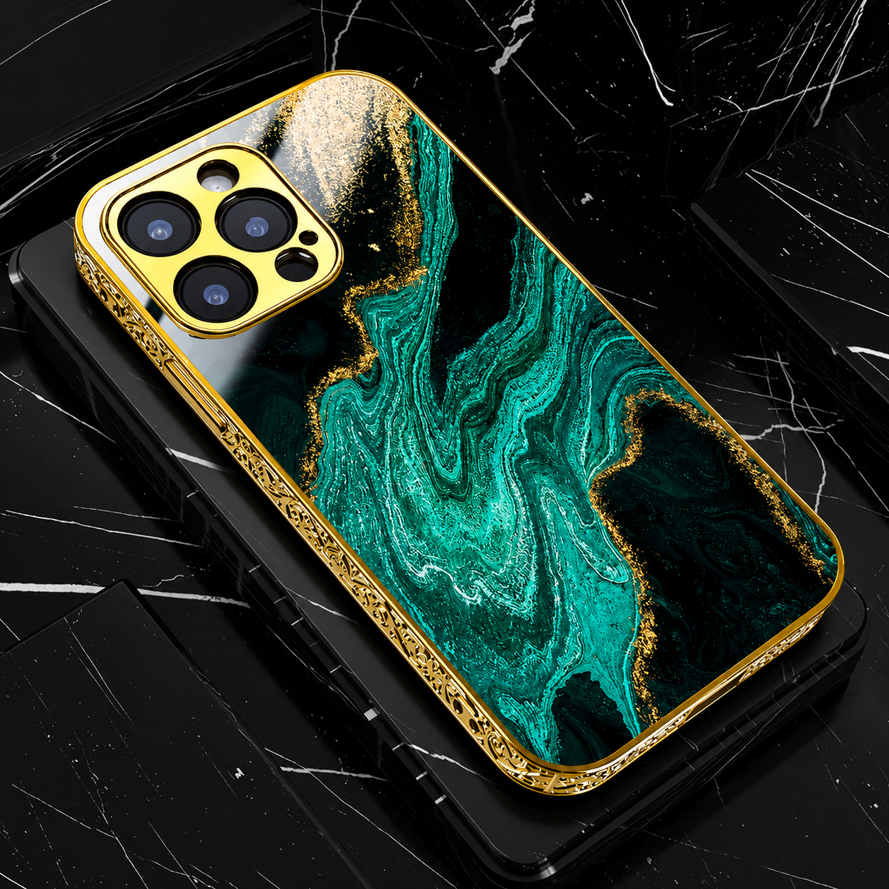 Premium iPhone Case MagSafe Compatible Marble Pattern Gold Frame Magnetic Cover Shock Absorbing Protective Camera Lens Guard Slim Full Coverage Design