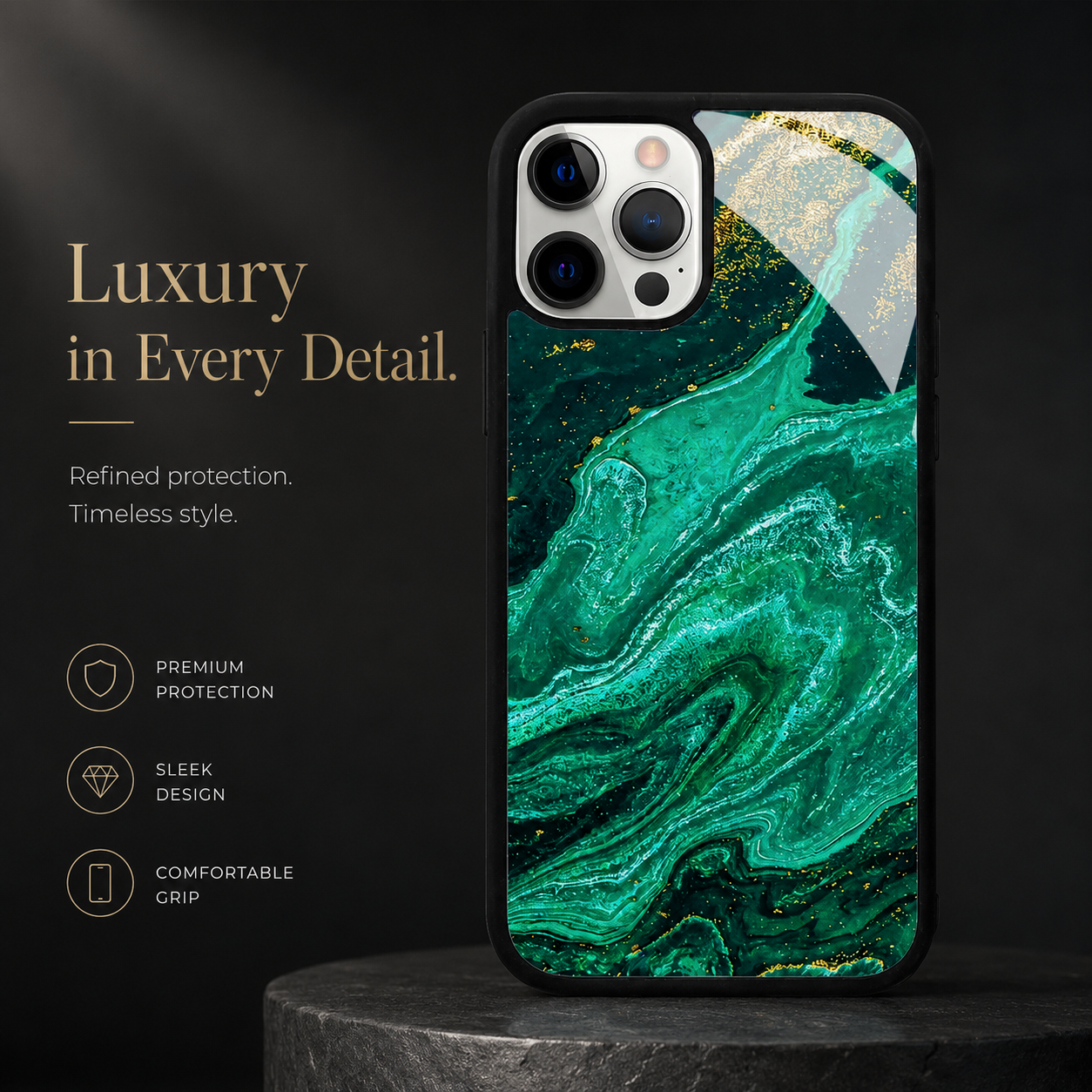 Premium iPhone Case MagSafe Compatible Marble Pattern Gold Frame Magnetic Cover Shock Absorbing Protective Camera Lens Guard Slim Full Coverage Design