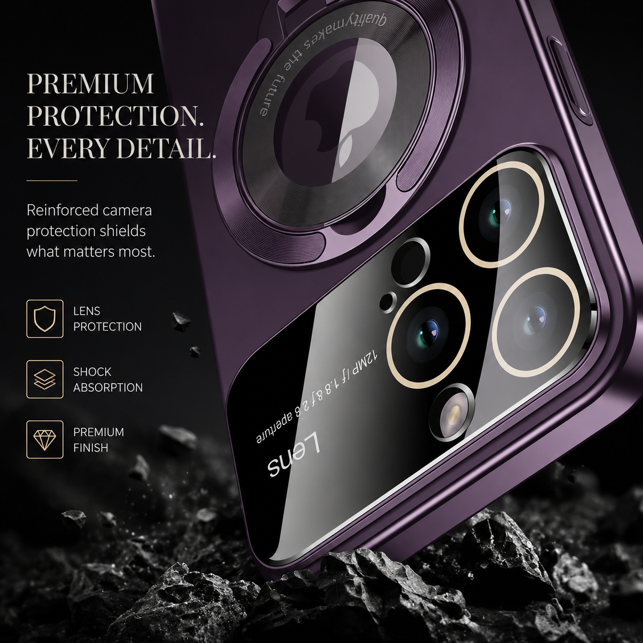 Premium iPhone Case MagSafe Compatible Matte Hard PC Cover Ring Stand Magnetic Shockproof Protective Camera Lens Guard Ultra Thin Slim Design