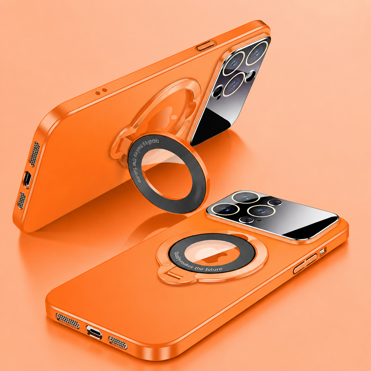 Premium iPhone Case MagSafe Compatible Matte Hard PC Cover Ring Stand Magnetic Shockproof Protective Camera Lens Guard Ultra Thin Slim Design