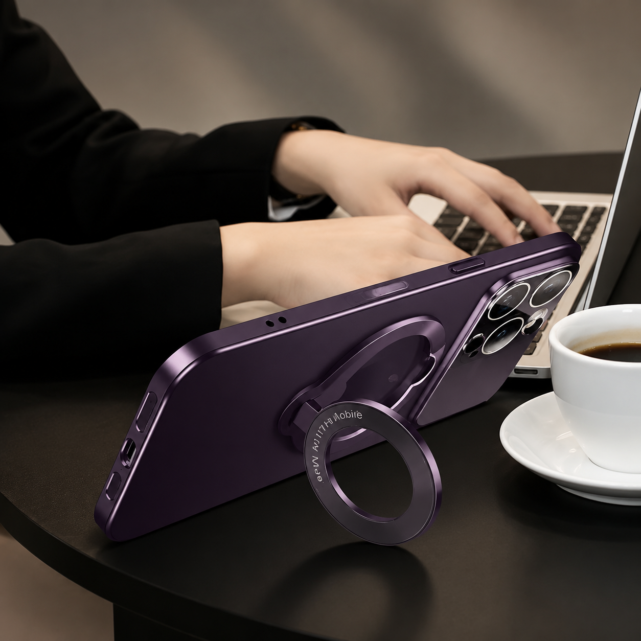 Premium iPhone Case MagSafe Compatible Matte Hard PC Cover Ring Stand Magnetic Shockproof Protective Camera Lens Guard Ultra Thin Slim Design