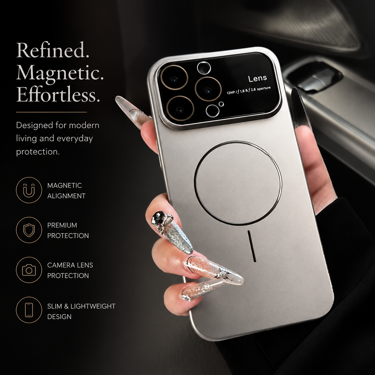 Premium iPhone Case MagSafe Compatible Matte Magnetic Cover Shockproof PC Camera Protection Anti Fingerprint Non Slip Slim Half Wrapped Design