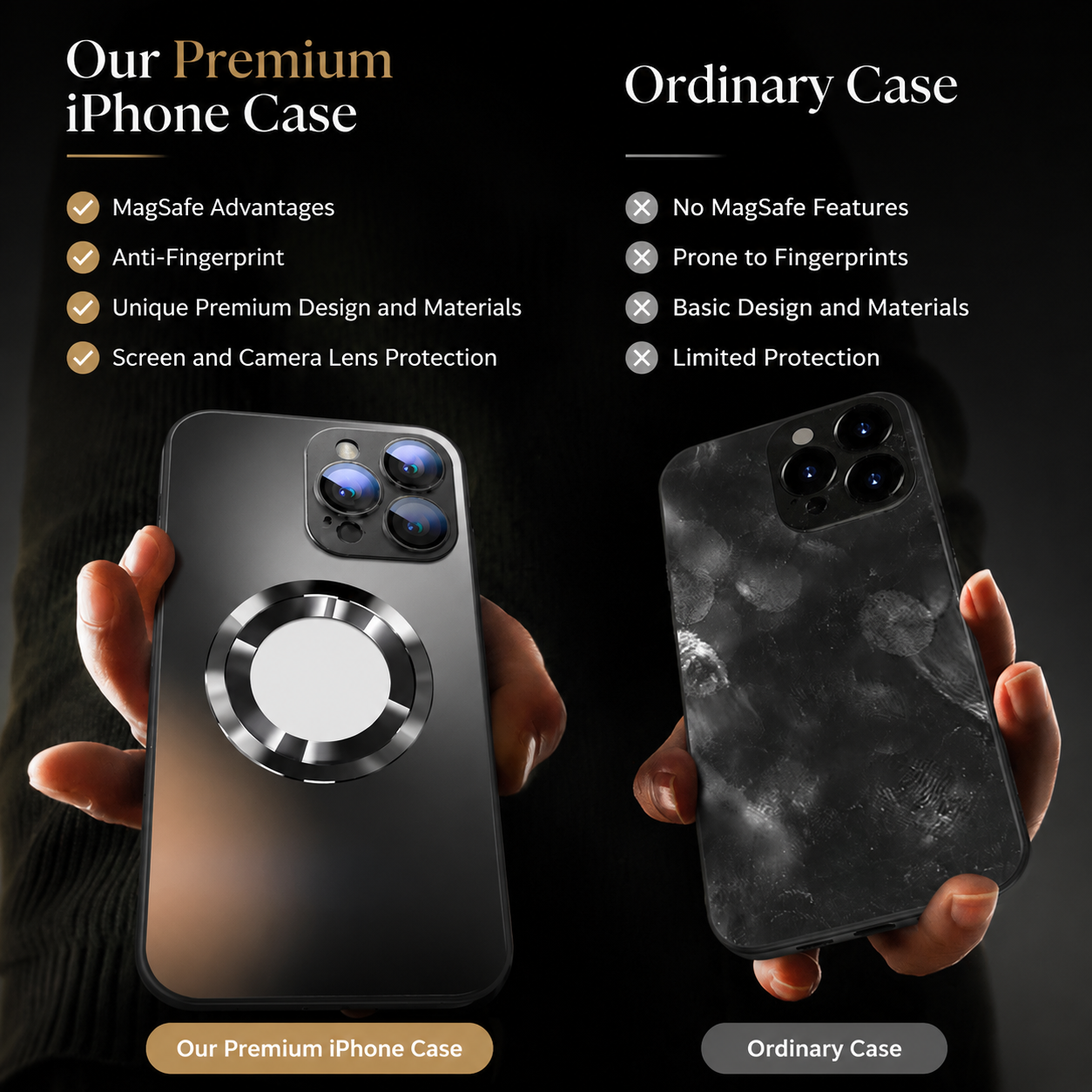 Premium iPhone Case MagSafe Compatible Matte Slim Magnetic Cover Shock Absorbing Protective Camera Lens Guard Full Coverage Minimal Design